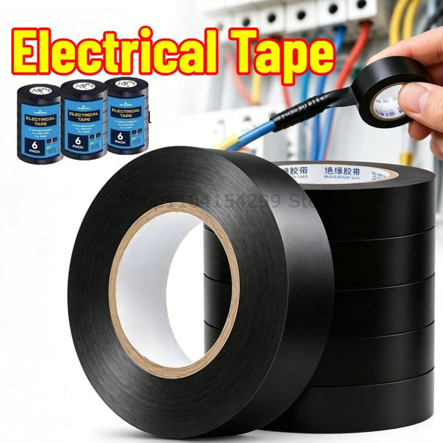 Hitzebeständiges Hochtemperatur-Isolierband aus schwarzem Vinyl, flammhemmendes Elektroisolierband für Industrie und Haushalt, 6 m oder 10 m - Bild 1