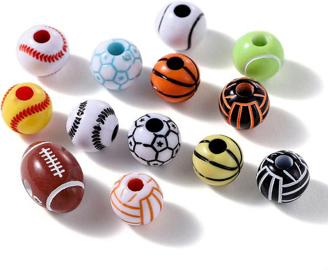 AGCFABS Sport Spacer Perlen, Acryl, Rugby Tennis Basketball, Unisex - Bild 1