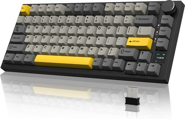 Ajazz AK820 PRO Mechanische Tastatur in Purple mit TFT Smart Display und Drehregler, 75% ANSI-Layout, Hot-Swap Linear Switches, kabellos via 2,4G/Bluetooth 5.1 oder USB-C - Bild 1