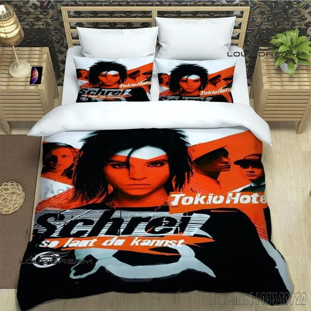 Tokio Hotel Bettwäsche-Set aus Mikrofaser mit Grafikdruck, B/B: 120 x 150 cm, Mehrfarbig - Bild 1