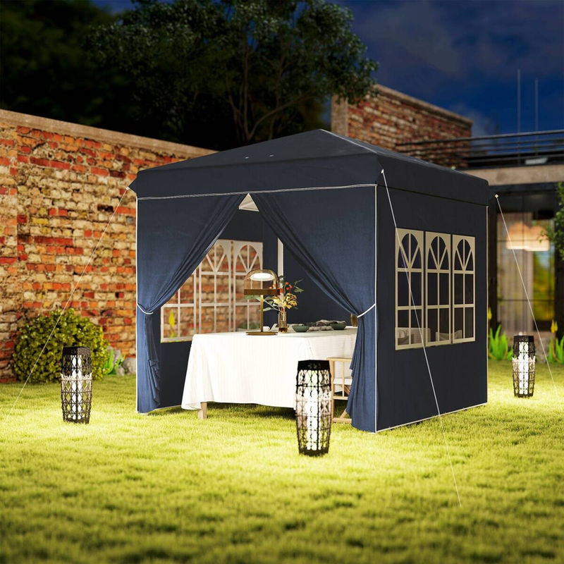 Outsunny Pop-up Faltpavillon mit 4 Seitenteilen Dunkelblau B/H/T: 248 x 270 x 248 cm - Bild 3