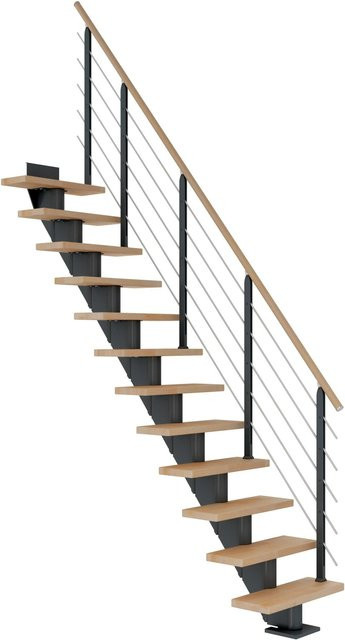 Dolle Mittelholmtreppe Frankfurt Gerade in Buche Anthrazit bis 258 cm GH, Breite: 75 cm - Bild 1