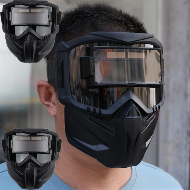 Schweißerschutzmaske mit verstellbarem Kopfband und schlagfesten Gläsern in Schwarz - Bild 1