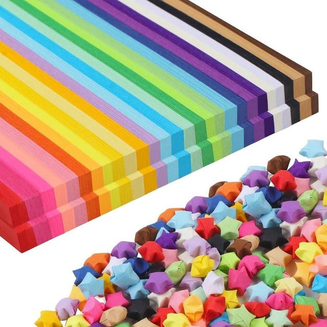 KingsPen Origami-Sternpapier-Set mit 1030 Blatt in 27 Farben, doppelseitiges Bastelpapier für handgefertigte Glücksstern-Dekorationen, Gelb und Mehrfarbig - Bild 1