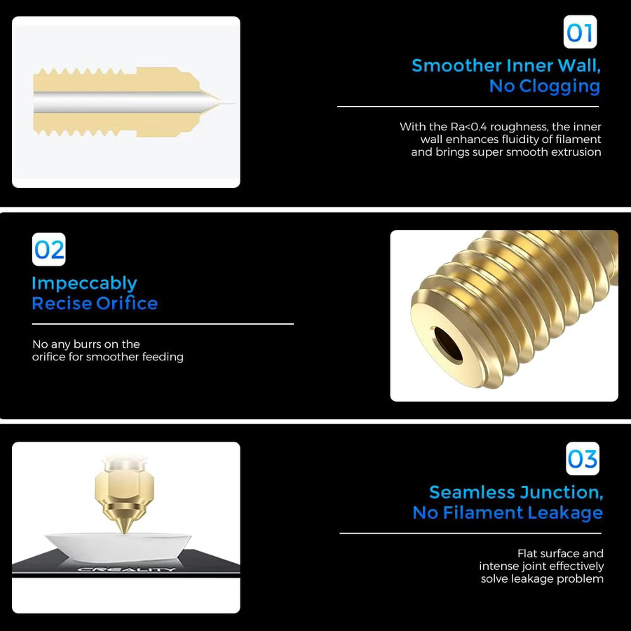 Creality Ender 3 V3 SE Hochgeschwindigkeits-Messingdüsen für FDM 3D-Drucker, Set mit 0,2/0,4/0,6/0,8/1mm, Farbe: Gold - Bild 3