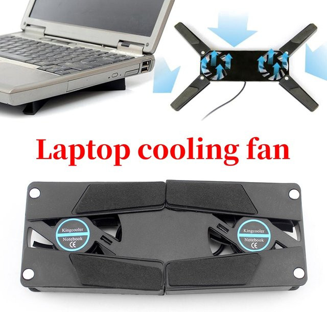 APWIKOGER Faltbares Laptop-Kühlpad in Schwarz mit doppelten Lüftern und LCD-Display für Notebooks von 7 bis 15 Zoll - Bild 1
