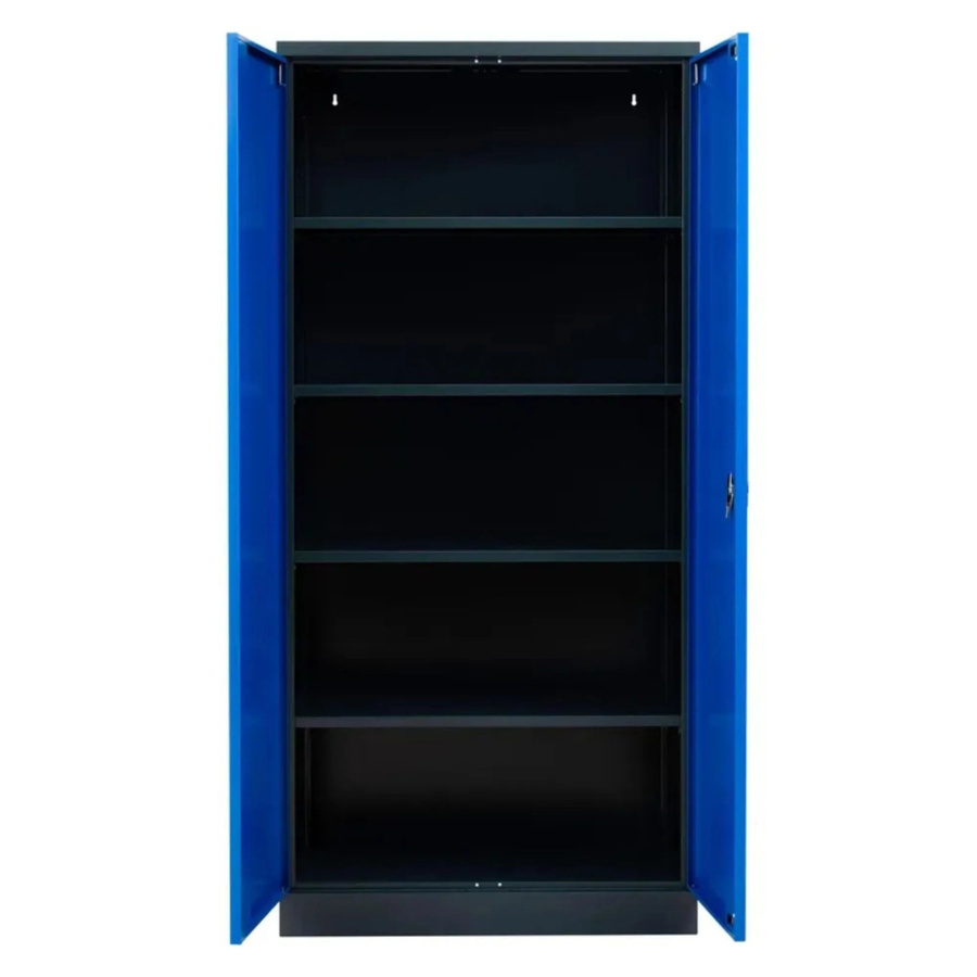 PROREGAL Stahlschrank Bee mit 6 Fachböden und Schließsystem in Schwarz und Blau, H x B x T: 195 x 92 x 42 cm - Bild 2