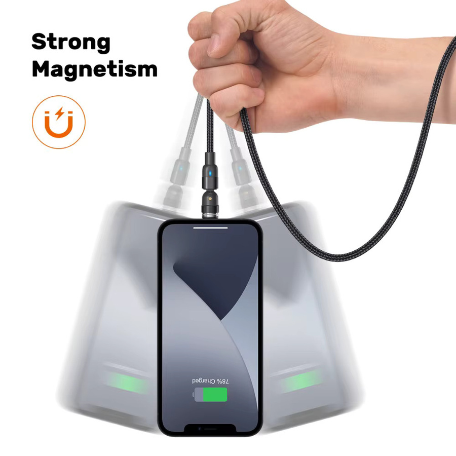 AUFU 3 in 1 Magnetisches Schnellladekabel mit USB-C und Micro-USB in Schwarz - Bild 2