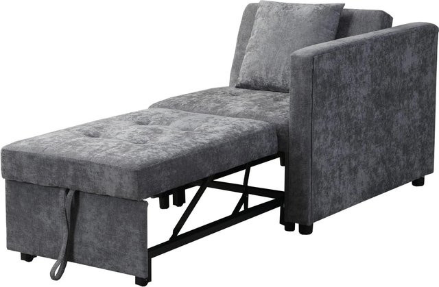 Merax 3in1 Schlafsofa aus Leinenstoff mit LED und USB Typ-C in Grau - Bild 1