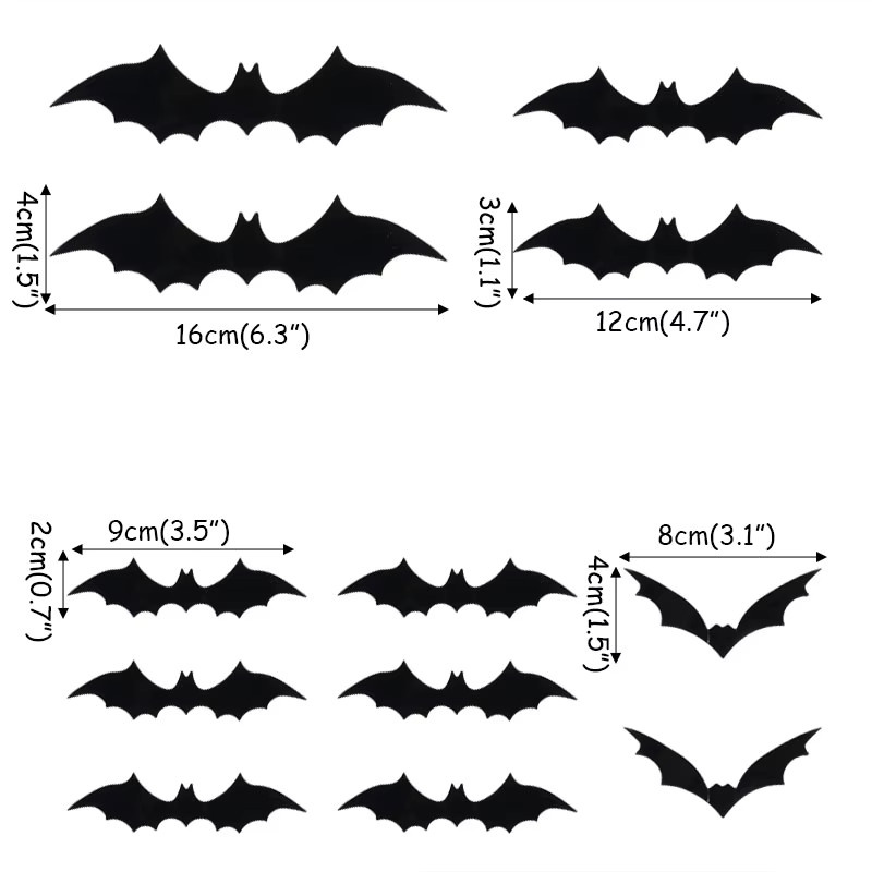 Joy-enlife Halloween Fledermaus Wand Aufkleber 3D Schwarz aus PVC für deine Party Dekoration - Bild 4