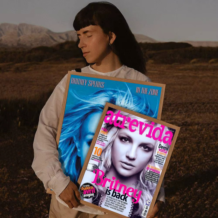 B-Britney S-Spears DIY Klebeposter im Vintage-Stil, mehrfarbiges Abstract-Kunstwerk aus Papier, B/H: 15 x 15 cm - Bild 2