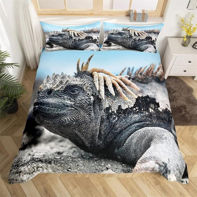Lodestar Bettwäsche Set mit Echsen und floralem Design, Lila/Mehrfarbig, 3-teilig, B/H: 260 x 240 cm - Bild 1