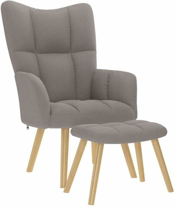 Vidaxl Relaxsessel mit Hocker in Taupe meliert aus Stoff und Metall im skandinavischen Design B/T/H: 95,5 x 69 x 61,5 cm - Bild 1