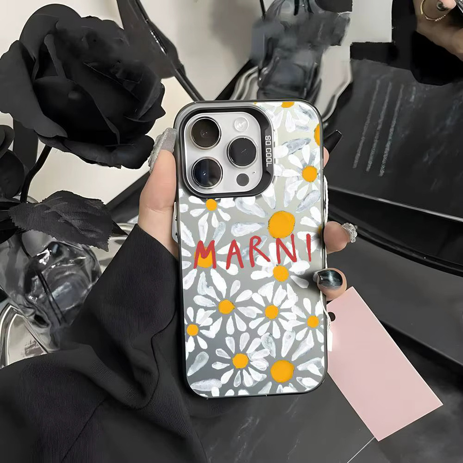 M-Marni Blumen Handyhülle für iPhone 11 bis 17 Pro Max, mehrfarbig, matt mit Laser-Effekt und Aurora-Design - Bild 3