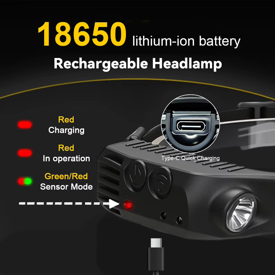 Heinast USB wiederaufladbarer LED COB Sensor Scheinwerfer in Schwarz für Camping und Angeln - Bild 2
