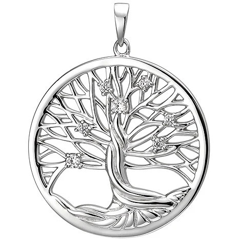 Colfem Anhänger Lebensbaum, 925 Sterling Silber, 7 Zirkonia, Unisex - Bild 1