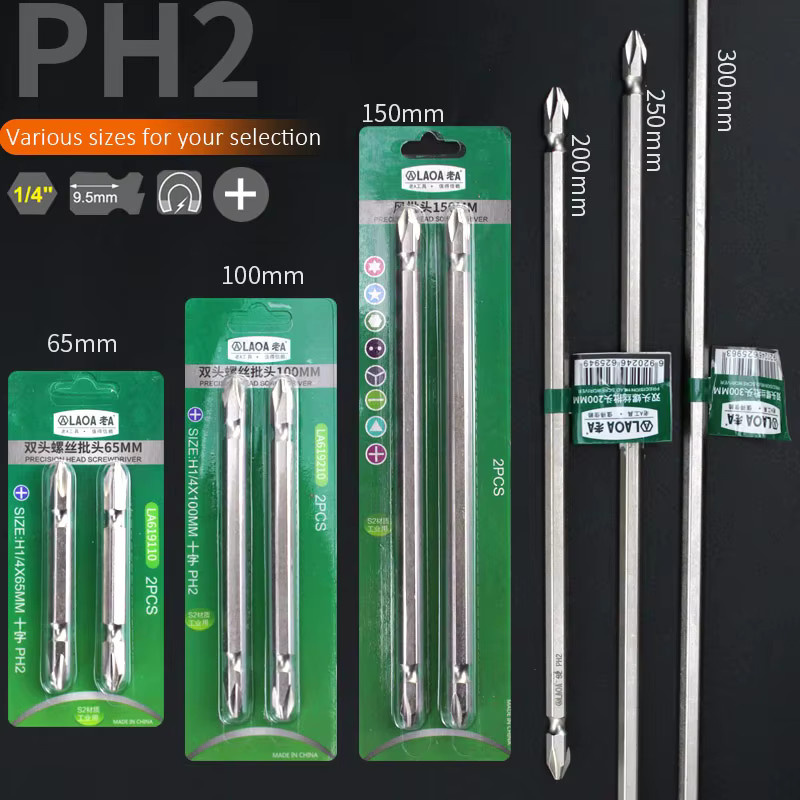 LAOA Doppelendige Schraubendreher-Bits PH2 aus S2-Legierungsstahl, magnetisch, Silber, 2 Stück - Bild 4