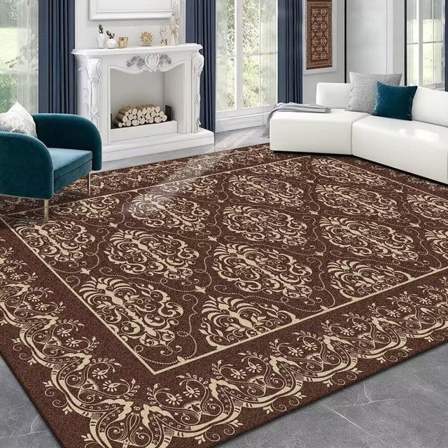 Pflegeleichter Plüschteppich im neuamerikanischen Stil für Wohnzimmer und Schlafzimmer, Farbe: Braun, B x T: 160 x 230 cm - Bild 1