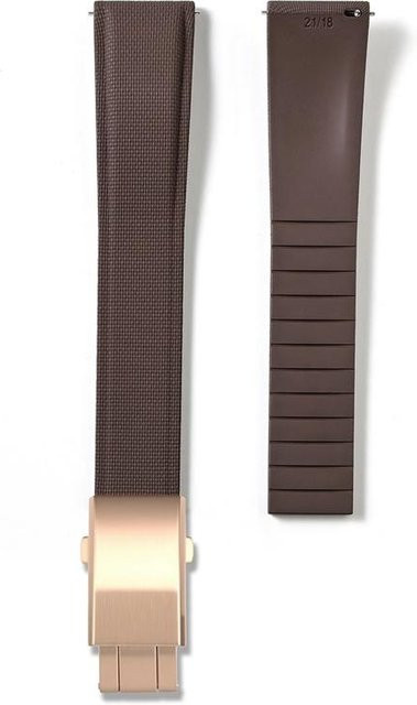 PINSENDA Uhrenarmband FKM-Gummi, 21mm, Roségold/braun, Herren - Bild 1
