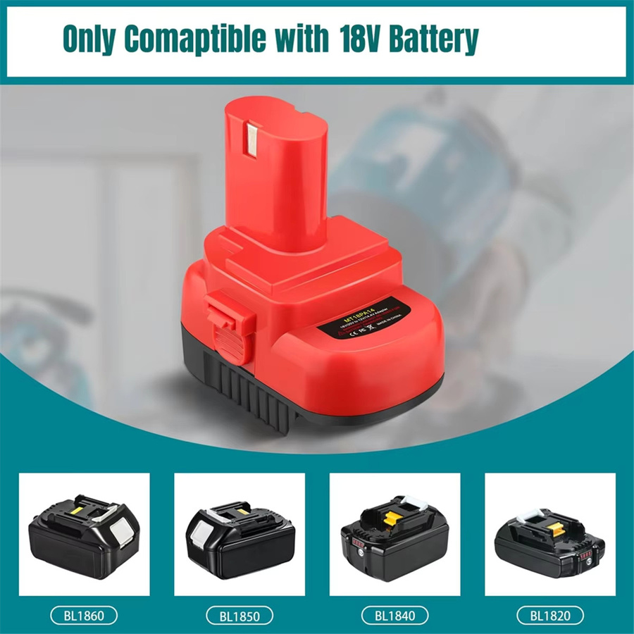 AS63 MT18PA14 Akku-Adapter von Makita zur Umwandlung von 18 V Li-Ionen-Akkus auf 12 V/14,4 V Ni-Mh Akku-Werkzeuge in Rot - Bild 3
