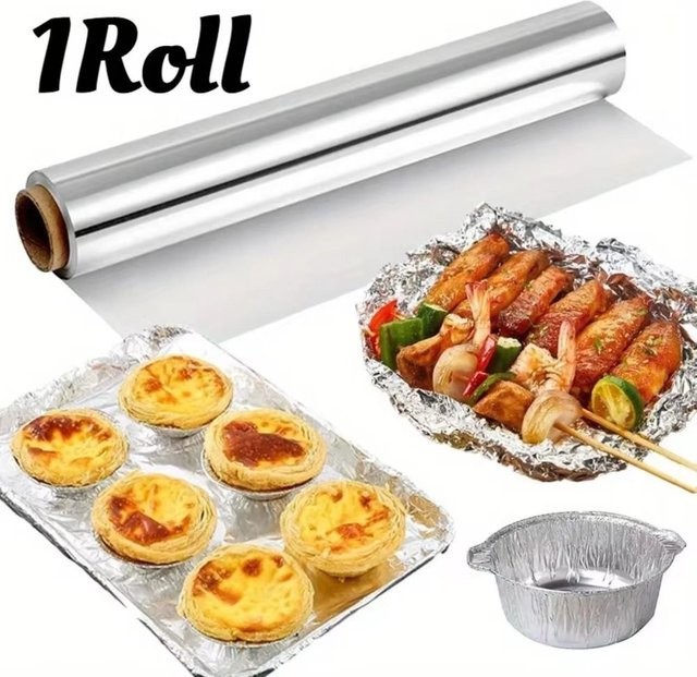 Hitzebeständige und lebensmittelechte Einweg-Aluminiumfolie in Silber, verstärkte Antihaft-Grillfolie - Bild 1