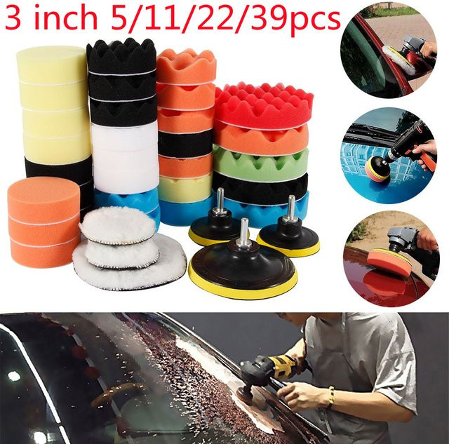 SLADE Auto-Polierpad-Set aus Wollfaser, waschbare Schwamm-Polierpads, Durchmesser: 7,6 cm - Bild 1