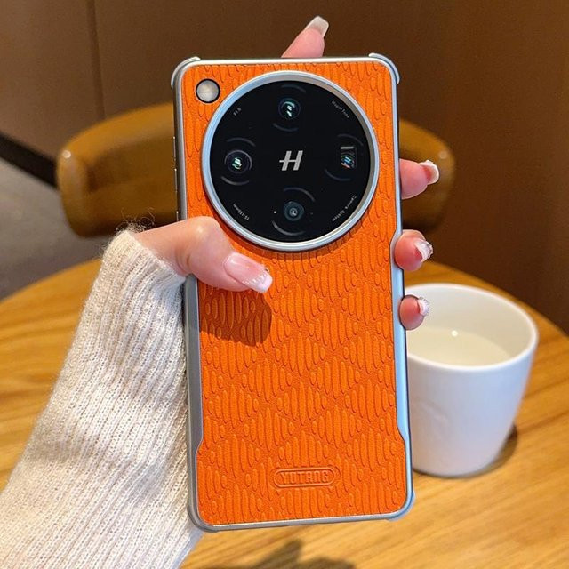 Strukturierte Leder Hülle für OPPO Find X8, X8 Pro, X8S, X8S Plus und X8 Ultra in Orange mit verstecktem Magnet und Stoßfestem Schutz - Bild 1