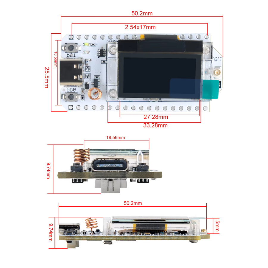 HTIT LoRa32 V3 ESP32 Entwicklungsboard mit 0,96 Zoll OLED-Display und SX1262 Modul für Meshtastic-Geräte (850-1850 MHz) - Bild 2