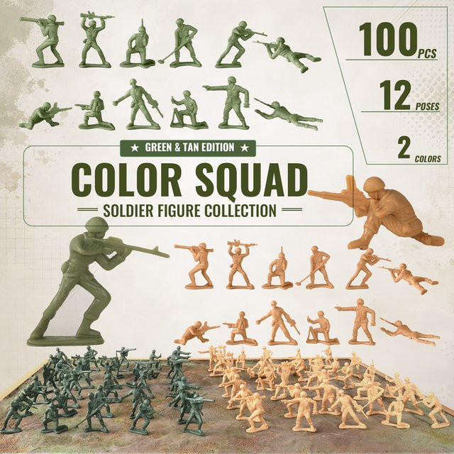 ViiKONDO Armeemänner-Set, Soldaten, Grün-Braun, Kunststoff, 100-teiliges Set - Bild 1