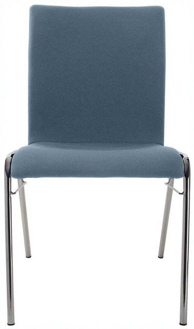 BMV Besucherstuhl A45 aus Buche mit Vollpolsterung in Graublau und verchromtem Gestell in Silber, B/T/H: 50 x 54 x 86 cm - Bild 1