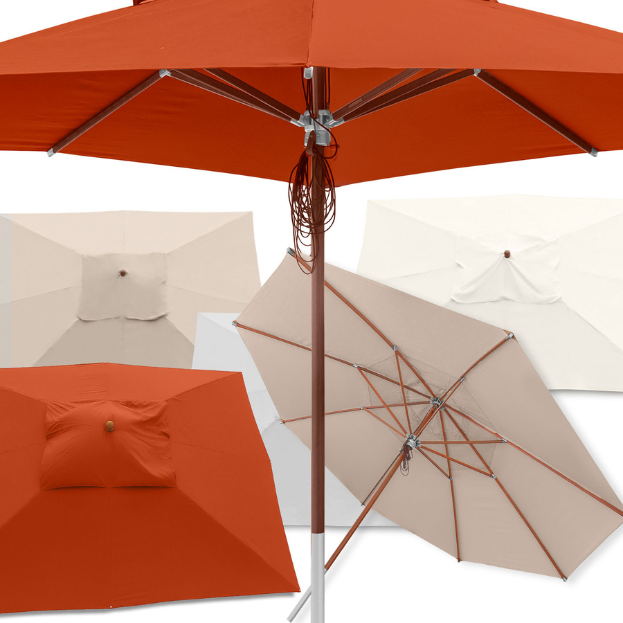 anndora Sonnenschirm mit 5m Durchmesser in Orange aus Holz und Aluminium mit UPF 50+ Schutz - Bild 1