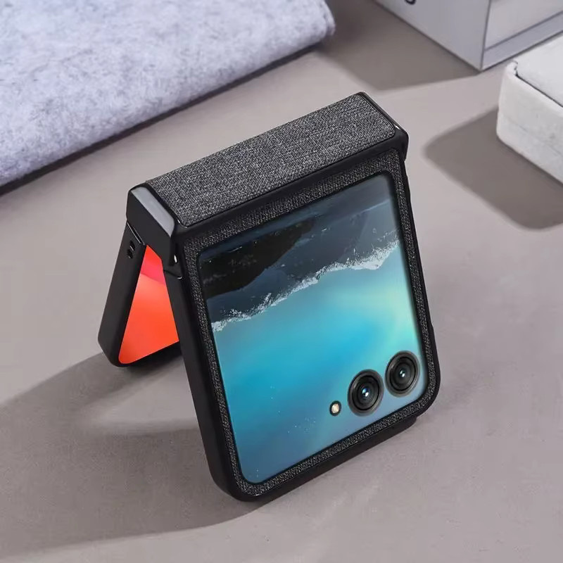 Magnetische Retro-Schutzhülle mit geflochtener Textur für Motorola Moto Razr 70 Ultra 60 50 Razr Ultra in Blau und Schwarz - Bild 3
