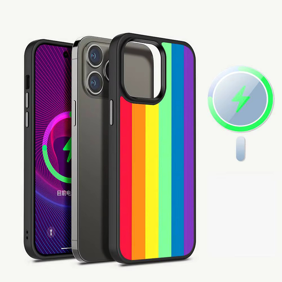 Magnetische kabellose Handyhülle mit buntem Regenbogen-Streifen-Design für Apple iPhone 17 16 15 14 13 12 11 Pro Max Plus in Multicolor - Bild 3