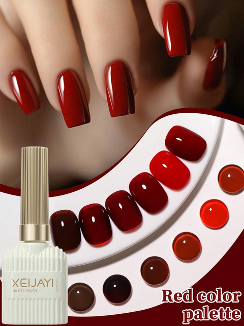 XEIJAYI Gel-Nagellack-Set, 6-teilig, Rot, Glänzend, 15 ml pro Stück - Bild 1