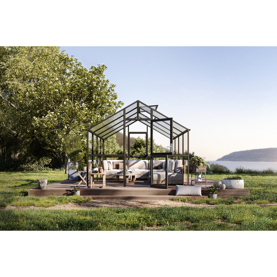 KGT Gewächshaus Ortasia IV in Anthrazit-Grau mit 12,7 m² Fläche, 4 mm ESG-Glas und 10 mm HKP - Bild 3