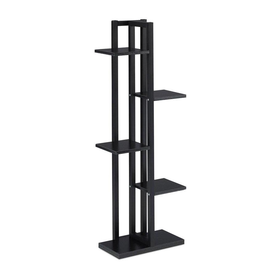 Relaxdays Pflanzenregal aus Stahl und MDF in Schwarz mit 5 Ablagen, Höhe: 117 cm, Breite: 43 cm, Tiefe: 22 cm - Bild 2