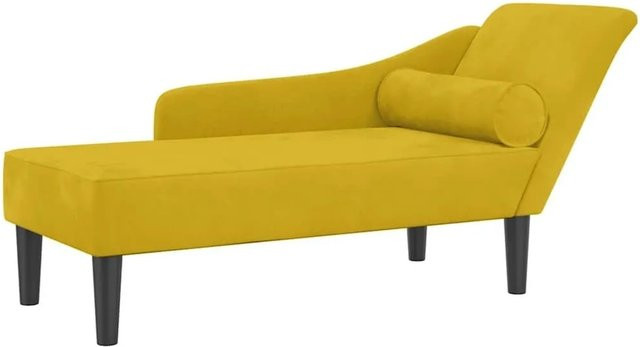 vidaXL Chaiselongue mit Kissen aus Samt in Gelb, B/T/H: 141,0 x 55,5 x 66,5 cm - Bild 1