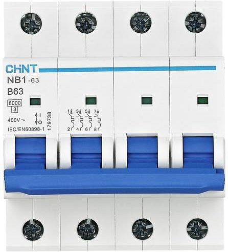 Chint NB1-63 Leitungsschutzschalter 4-polig 16A 6kA 240V/415V in Weiß - Bild 1