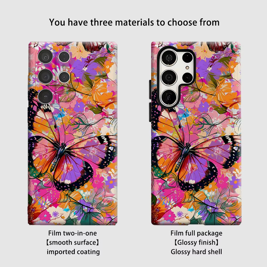 Stoßfeste Samsung Handyhülle mit Schmetterlings-Blüten Design in Multicolour für Galaxy S26 S25 S24 S23 Ultra Plus Android Smartphone - Bild 2