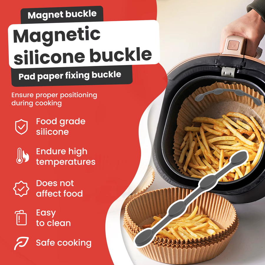 Willstar 4er Set Silikon Magnet-Schnallen für Airfryer in Grau zur Fixierung von Pergamentpapier - Bild 4