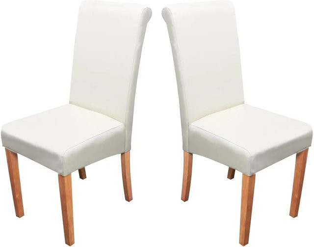 CHEFGASTRO Esszimmerstuhl 2er-Set aus Kunstleder in Creme mit hellen Buchenholzbeinen, H x B x T: 99 x 41 x 60 cm, Sitzhöhe: 47 cm - Bild 1