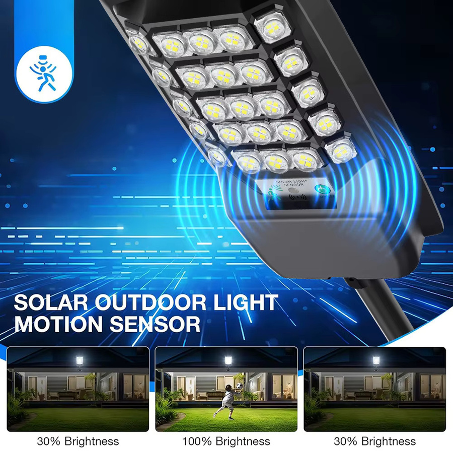 UMEXUS Solar-Flutlicht mit 140 LEDs und Bewegungssensor, wasserdichte Solarleuchte für den Garten in Schwarz - Bild 2