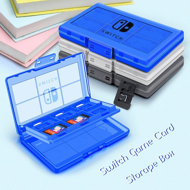 Nintendo Switch OLED Anti-Drop 12-in-1 Spielkarten-Aufbewahrungskoffer in Blau mit Hard Shell Cover Box für dein Nintendo Switch Zubehör - Bild 1
