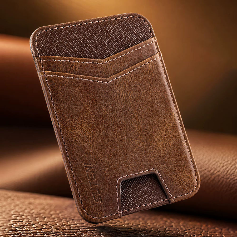 SUTENI Handy-Magnet-Tasche aus Kunstleder mit RFID-Schutz als Kartenhalter und Geldbörse in Blau oder Braun - Bild 3