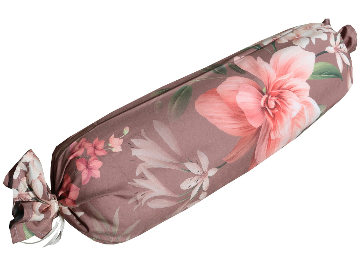 Betten Hofmann Knierollenbezug aus Satin mit floralem Blumenmuster in Braun - Bild 1