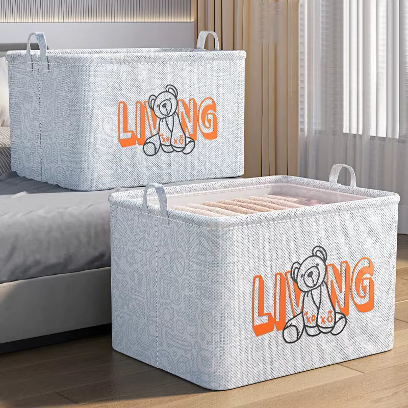 Stoff Aufbewahrungsbox in Grau mit Trenner zur Organisation von Kleidung wie Hosen, T-Shirts und Jeans, B/T/H: 35,0 x 25,0 x 20,0 cm - Bild 2