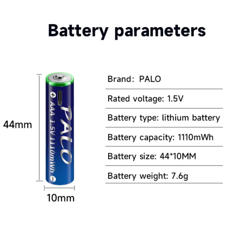 PALO USB wiederaufladbare Li-Ionen-Batterie AAA 1,5V 1110mWh in Blau - Bild 2