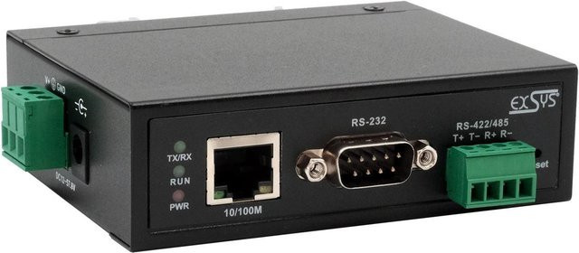 EXSYS Serial Device Server EX-61001 mit 1x RS232/422/485 und Ethernet/LAN in Schwarz - Bild 1