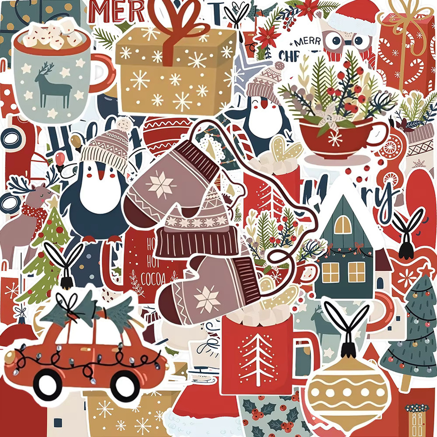 Charile Kawaii Cartoon Santa Claus Aufkleber Set, Wasserdichte Retro Weihnachten Dekoration für Laptop und Sammelalbum, Mehrfarbig - Bild 2