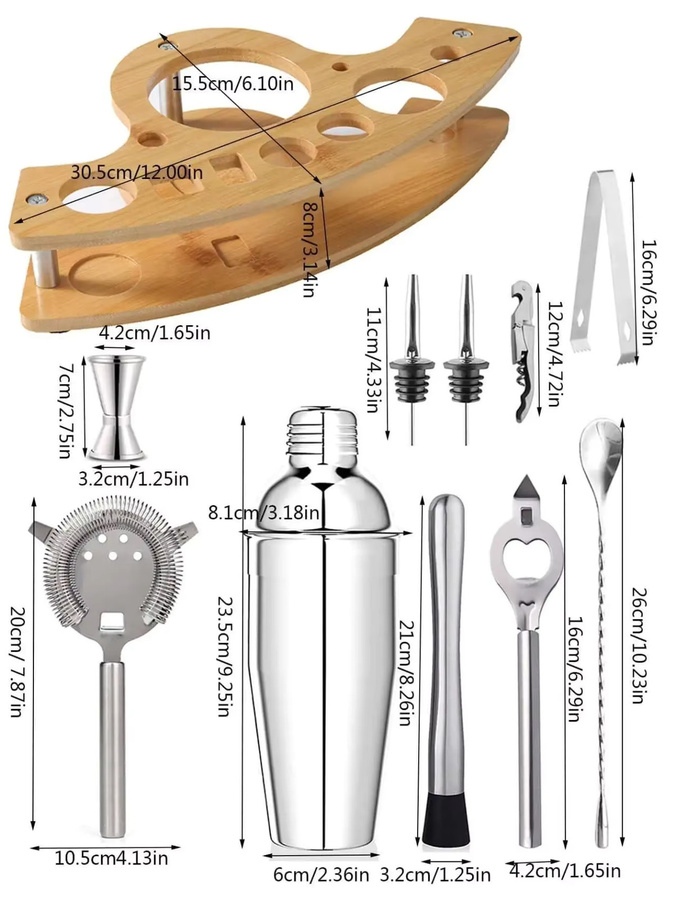 Cocktail Shaker Set aus Edelstahl in Silber für Barkeeper und Party-Mixer - Bild 3